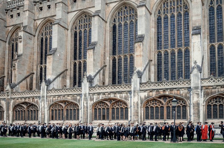 students in front of chapel gatsby
