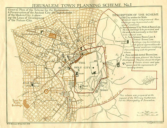 Jerusalem Town Planning Scheme by WH McLean, 1918.