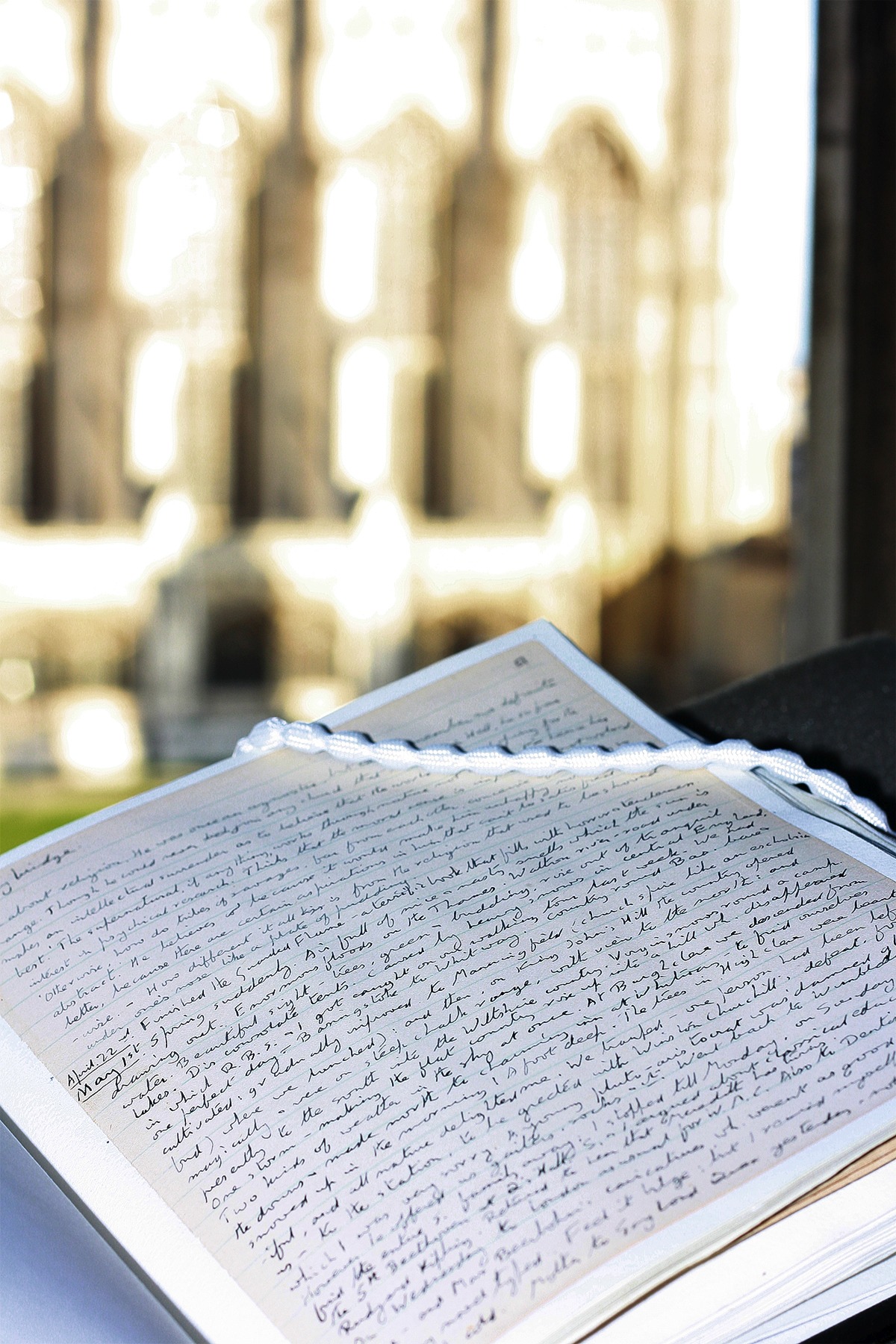 letter with Chapel in the background