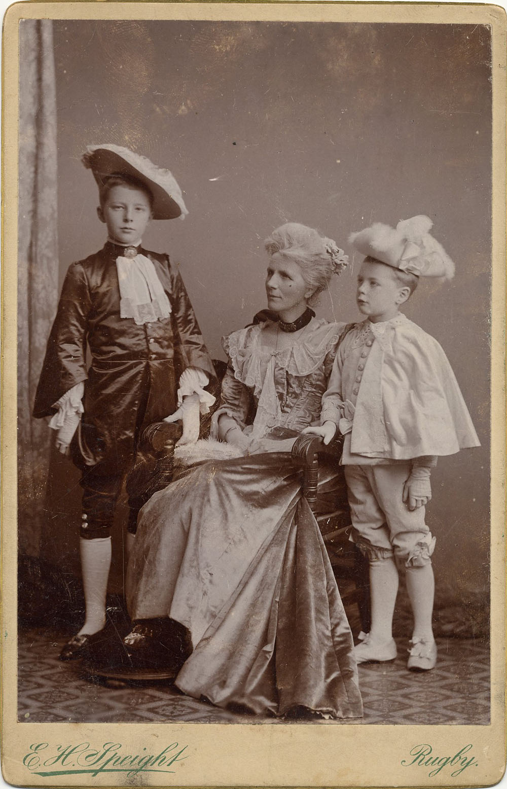 Portrait of Rupert, Alfred and Mary Ruth Brooke in period costume. Taken in 1898 by E.H. Speight, Rugby (RCB/Ph/4).