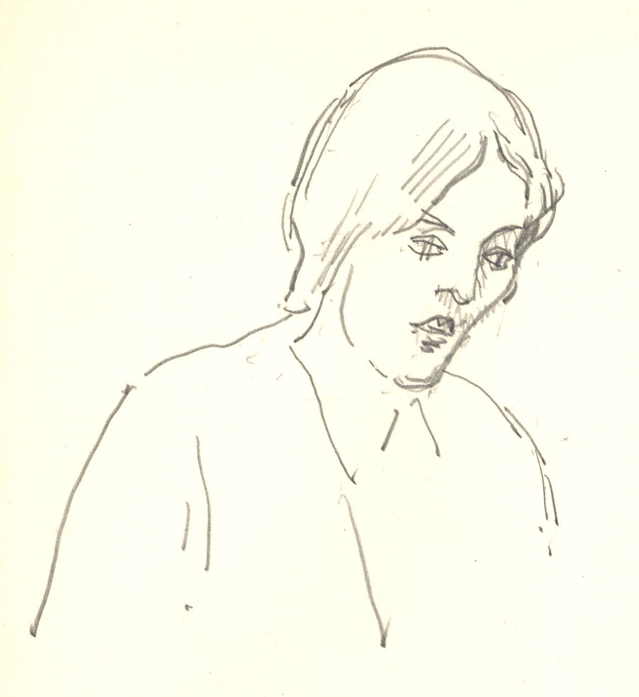 ref-4-8-10-16 Sketch of Vanessa Bell by Roger Fry, 1919 (REF/4/8/10, 16).