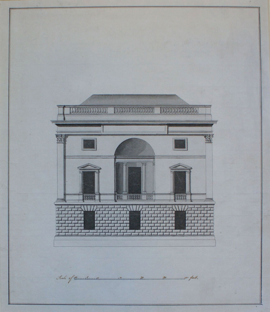 Elevation of the east front of the Hall. Robert Adam, 1787 (WKB/43/8)