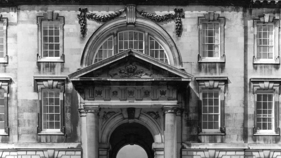 Photograph of the East face of the Gibbs building, taken by Edward Leigh. [Coll Ph 1190]