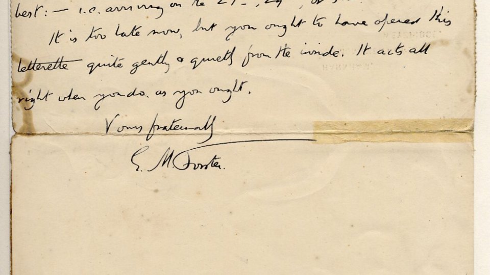 Letter from E.M. Forster to Rupert Brooke, 15 October 1910. Archive Centre, King’s College, Cambridge. RCB/L/1/22