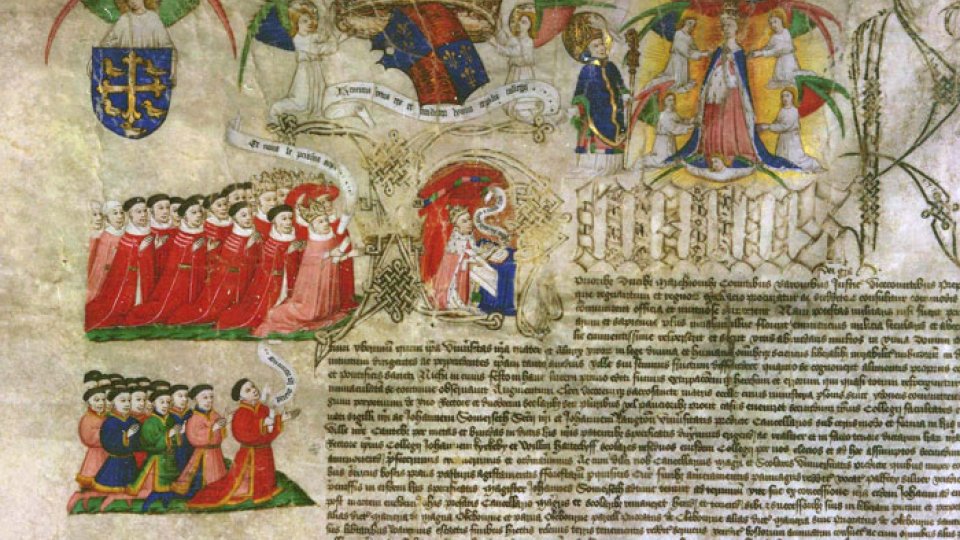Foundation charter by Henry VI, granting lands and privileges to benefit his College of St. Nicholas and Our Lady at Cambridge, 1446. (KC/18)