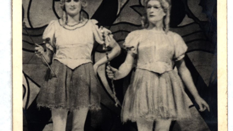 The pantomime Dossing Dulcie, with Michael Goodliffe (left) as an Immoral Fairy and Brodie Cochrane (right) as a Moral Fairy