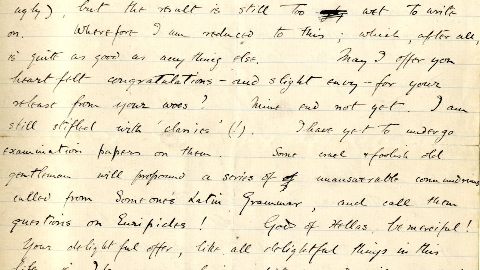 Letter from Rupert Brooke to St John Lucas, July 1905. Archive Centre, King’s College, Cambridge. RCB/L/2, letter 10 (first page)