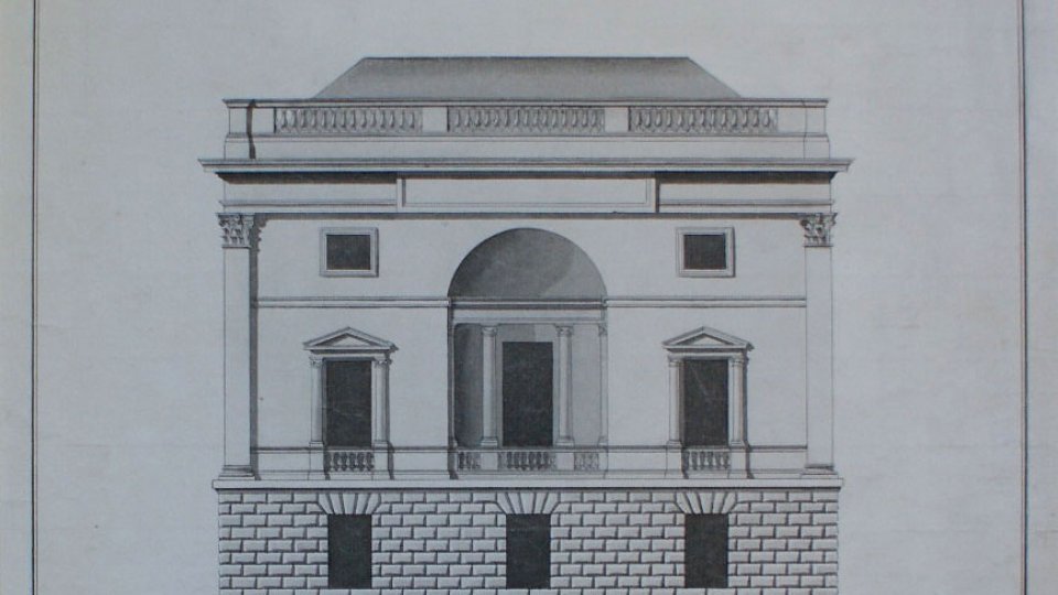 Elevation of the east front of the Hall. Robert Adam, 1787 (WKB/43/8)