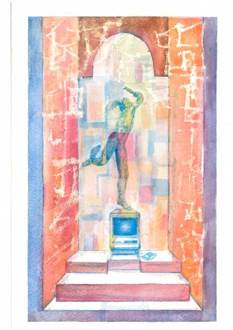 Hermes, colour pencil, watercolour and gouache on paper