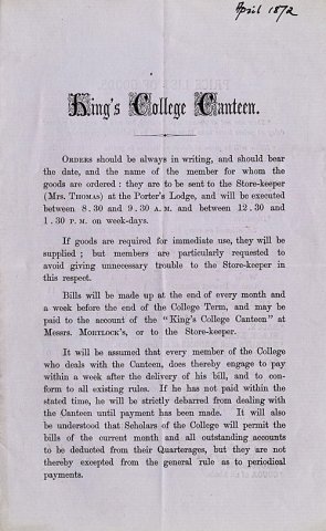 King's Canteen Rules (1872) King's Canteen Rules (1872)