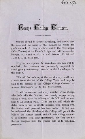 King's Canteen Rules (1872)