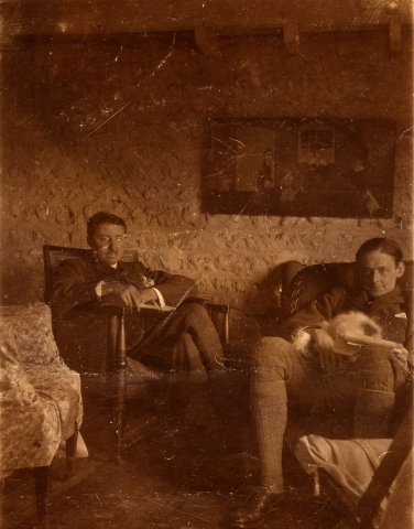 E.M. Forster (left) and T.S. Eliot (right) probably at Virginia Woolf’s home Monk’s House, c.1922.  (EMF/27/349)