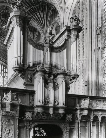 Photograph of the organ pipes and part of the screen, taken by Edward Leigh for Country Life. (KCC/614) Photograph of the organ pipes and part of the screen, taken by Edward Leigh for Country Life. (KCC/614)