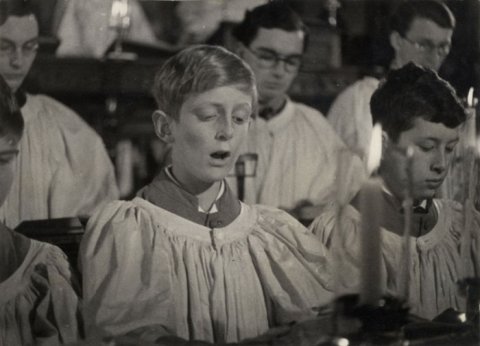 Still of chorister singing, taken from ‘Christmas Under Fire’, November 1940. (KCPH/2/16/1) Still of chorister singing, taken from ‘Christmas Under Fire’, November 1940. (KCPH/2/16/1)